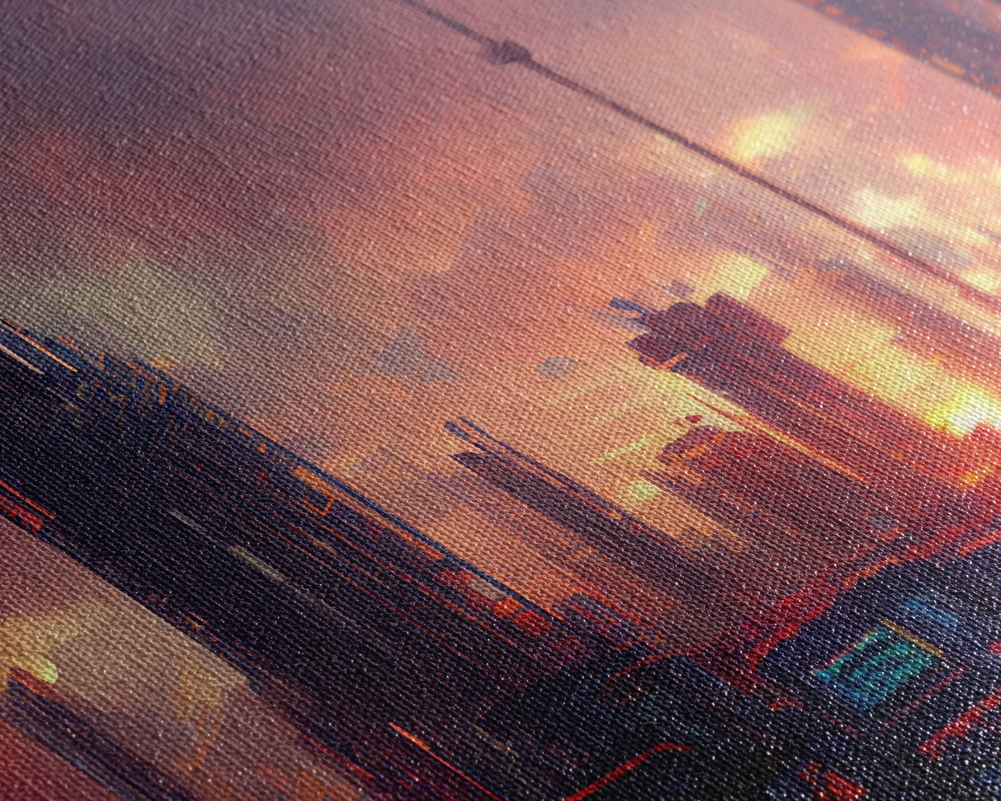 Cyberpunk City, Night City Watercolor, Videogame Concept Art, Watercolor Of a Cyberpunk City 3 Piece Wall Art, Ready To Hang Canvas Print