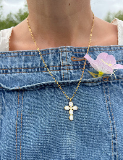 Eternal Light Cross Paperclip Chain Necklace