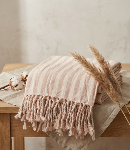 Girit Salmon Cotton Linen Towel
