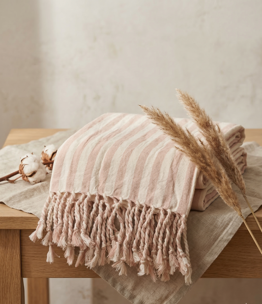 Girit Salmon Cotton Linen Towel
