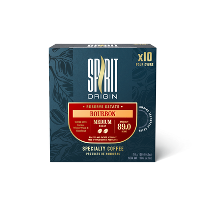 Single-Serve Pour-Over Drip Coffee Bags – Bourbon Medium Roast Specialty Coffee (10-Pack)