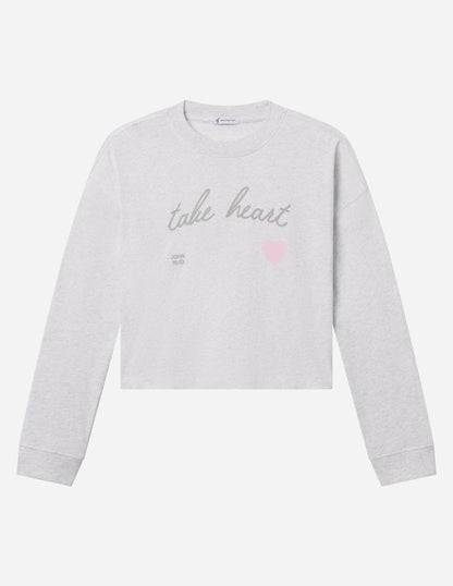 Take Heart Cropped LS Women's Tee
