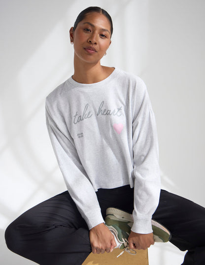 Take Heart Cropped LS Women's Tee
