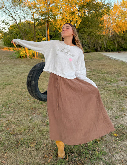 Take Heart Cropped LS Women's Tee